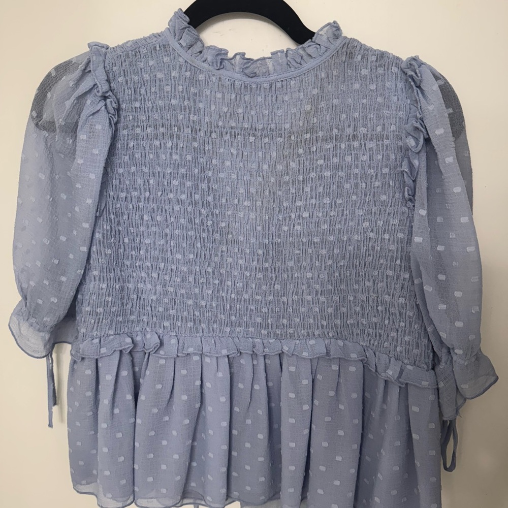 Zara Women's Blue Ruffled Top - Picture 4 of 5